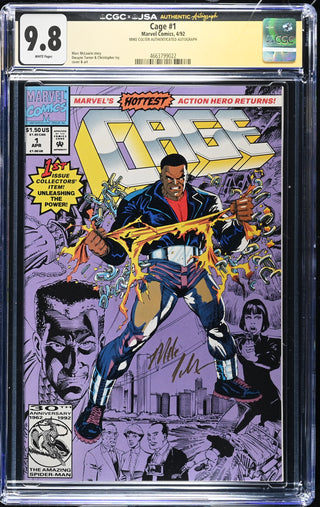 Cage #1 Signed By Mike Colter (4/92) Graded CGC x JSA 9.8