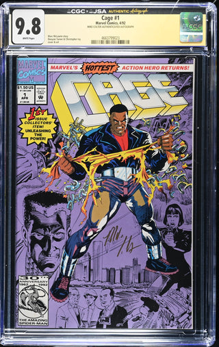 Cage #1 Signed By Mike Colter (4/92) Graded CGC x JSA 9.8