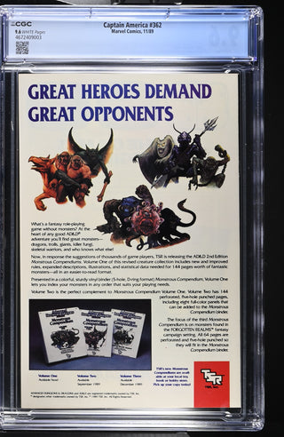 Captain America #362 (11/89) Graded CGC 9.6