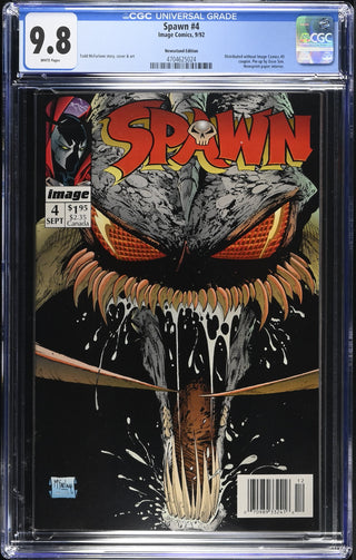 Spawn #4 (9/92) Graded CGC 9.8 Newsstand Edition