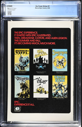Six from Sirius #2 (8/84) Graded CGC 9.6