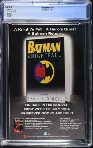 Superman #92 (8/94) Graded CGC 9.8