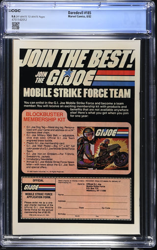 Daredevil #185 (8/82) Graded CGC 9.4