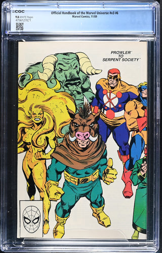 Official Handbook of the Marvel Universe #v3 #6 (11/89) Graded CGC 9.8