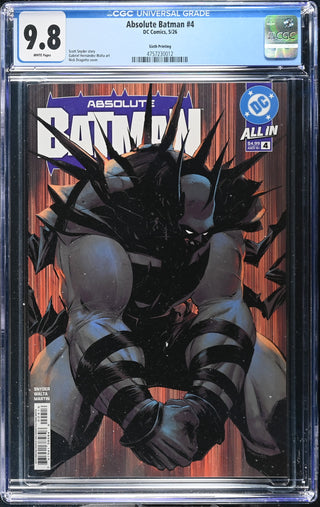 Absolute Batman #4 (5/26) Graded CGC 9.8 Sixth Printing front cover