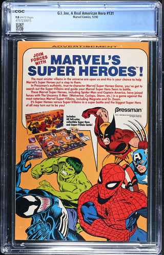 G.I. Joe, A Real American Hero #131 (12/92) Graded CGC 9.8 back cover