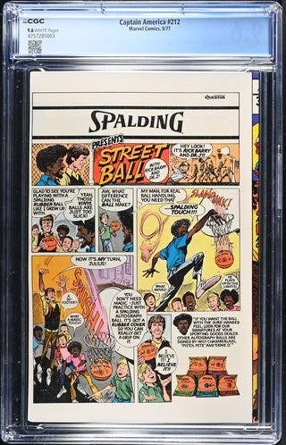 Captain America #212 (8/77) Graded CGC 9.6 back cover