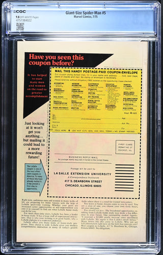 Giant-Size Spider-Man #5 (7/75) Graded CGC 9.8