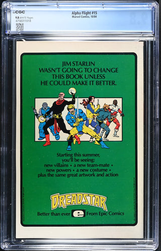 Alpha Flight #15 (10/84) Graded CGC 9.8