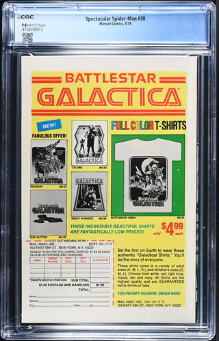 Spectacular Spider-Man #30 (5/79) Graded CGC 9.4 back cover
