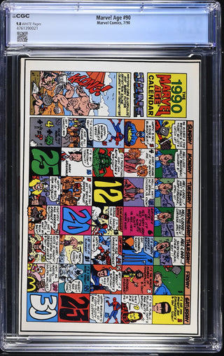 Marvel Age #90 (7/90) Graded CGC 9.8 back cover