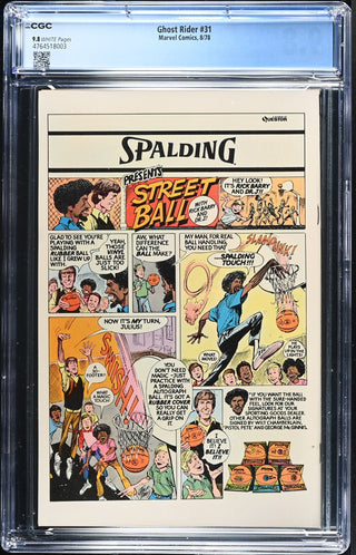 Ghost Rider #31 (8/78) Graded CGC 9.8 back cover