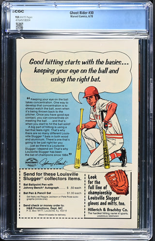 Ghost Rider #30 (6/78) Graded CGC 9.8 back cover