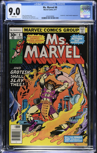 Ms. Marvel #6 (6/77) Graded CGC 9.0 front cover