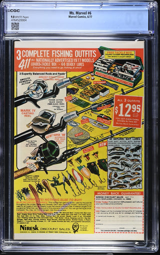 Ms. Marvel #6 (6/77) Graded CGC 9.0 back cover