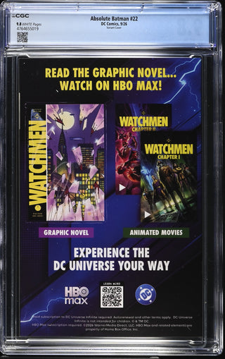 Absolute Batman #22 (9/26) Graded CGC 9.8 Variant Cover back cover