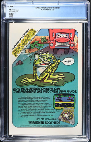 Spectacular Spider-Man #81 (8/83) Graded CGC 9.8 back cover