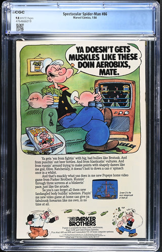 Spectacular Spider-Man #86 (1/84) Graded CGC 9.8 back cover
