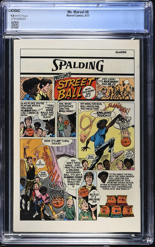 Ms. Marvel #8 (8/77) Graded CGC 9.8 back cover