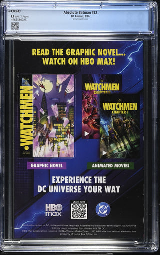 Absolute Batman #22 (9/26) Graded CGC 9.8 Chew Variant Cover back cover