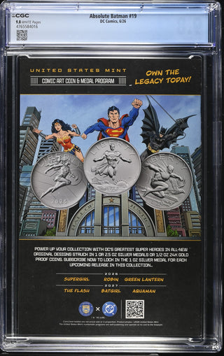 Absolute Batman #19 (6/26) Graded CGC 9.8 back cover