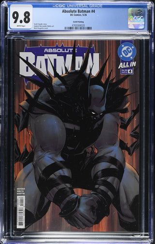 Absolute Batman #4 (5/26) Graded CGC 9.8 Sixth Printing front cover