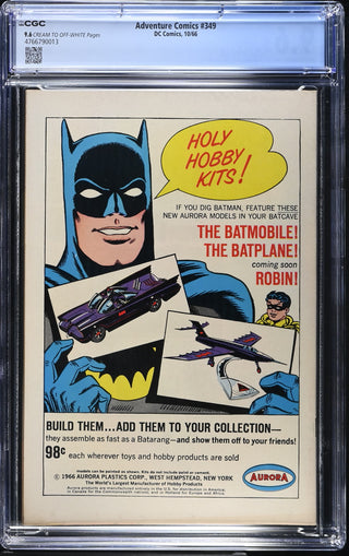 Adventure Comics #349 (10/66) Graded CGC 9.6 back cover