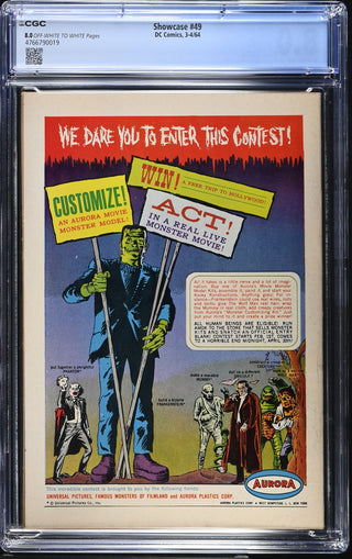Showcase #49 (3-4/64) Graded CGC 8.0 back cover