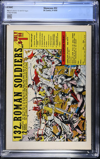 Showcase #52 (9-10/64) Graded CGC 9.4 back cover