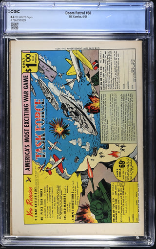 Doom Patrol #88 (6/64) Graded CGC 8.5 back cover