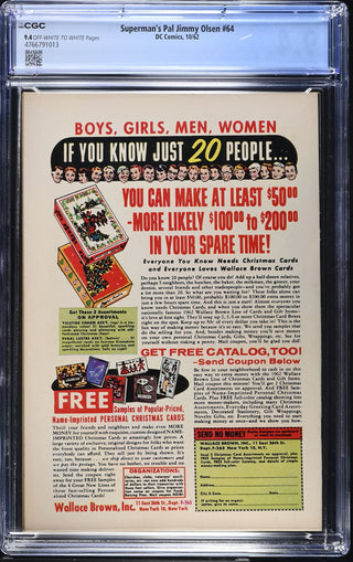 Superman's Pal Jimmy Olsen #64 (10/62) Graded CGC 9.4 back cover