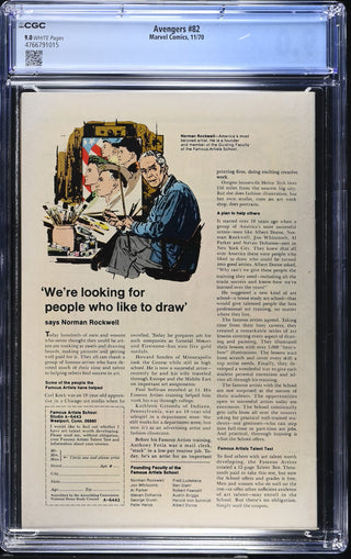 Avengers #82 (11/70) Graded CGC 9.0 back cover