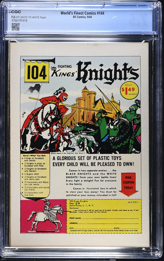 World's Finest Comics #144 (9/64) Graded CGC 7.5 back cover