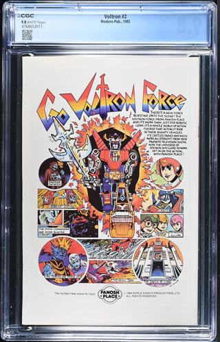Voltron #2 (1985) Graded CGC 9.8 back cover