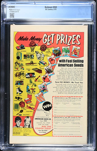 Batman #263 (5/75) Graded CGC 9.2 back cover