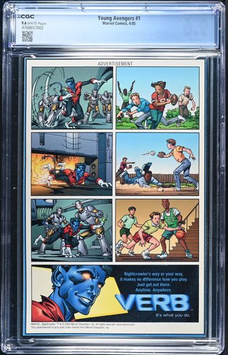 Young Avengers #1 (4/05) Graded CGC 9.6 back cover