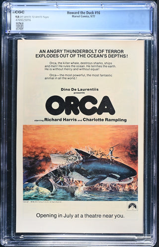 Howard the Duck #16 (9/77) Graded CGC 9.8 back cover