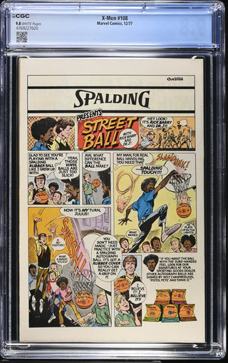 X-Men #108 (12/77) Graded CGC 9.8 back cover