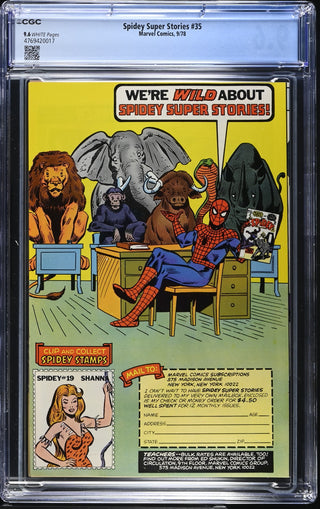 Spidey Super Stories #35 (9/78) Graded CGC 9.6 back cover
