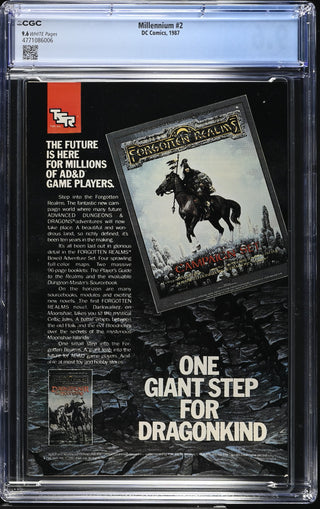 Millennium #2 (1987) Graded CGC 9.6 back cover