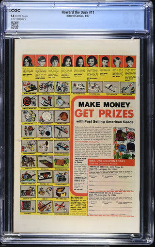 Howard the Duck #11 (4/77) Graded CGC 9.8 back cover