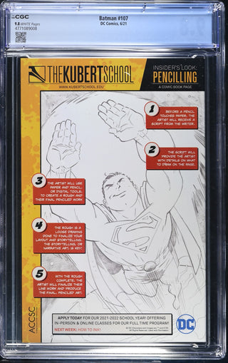Batman #107 (6/21) Graded CGC 9.8 back cover