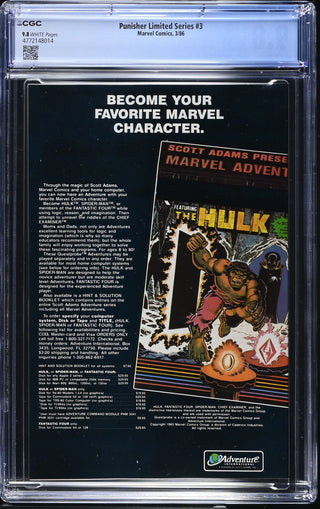 Punisher Limited Series #3 (3/86) Graded CGC 9.8 back cover
