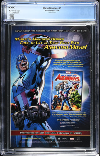 Marvel Zombies #1 (2/06) Graded CGC 9.8 Variant Edition back cover