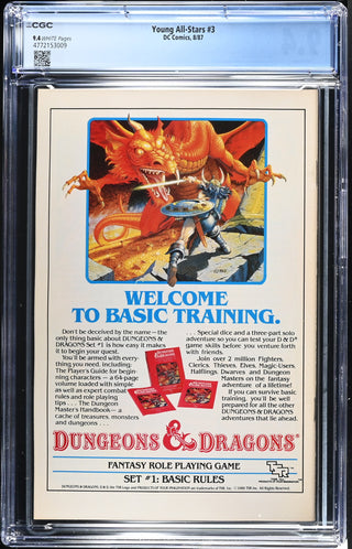 Young All-Stars #3 (8/87) Graded CGC 9.4 back cover