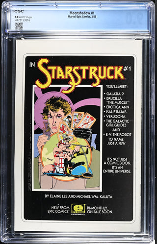 Moonshadow #1 (3/85) Graded CGC 9.0 back cover