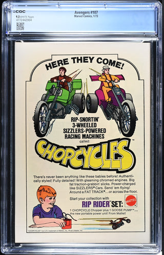 Avengers #107 (1/73) Graded CGC 9.2 back cover