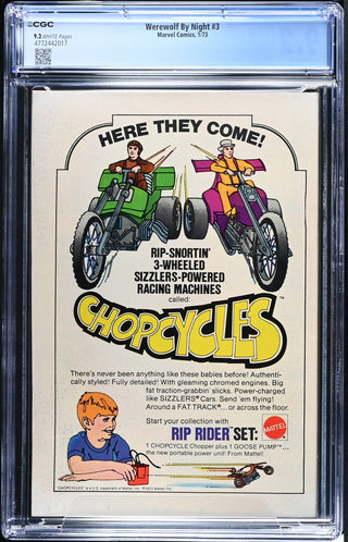 Werewolf By Night #3 (1/73) Graded CGC 9.2 back cover