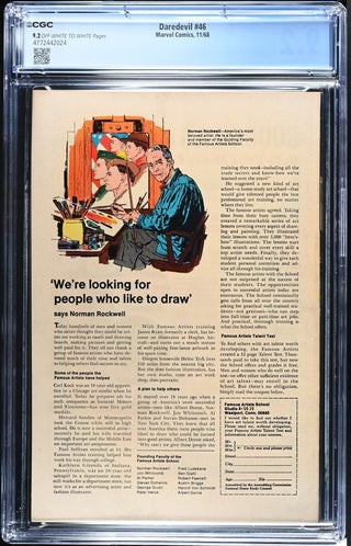 Daredevil #46 (11/68) Graded CGC 9.2 back cover