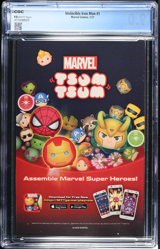 Invincible Iron Man #1 (1/17) Graded CGC 9.0 back cover